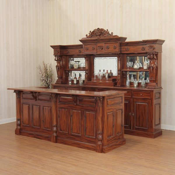 Porto Custom Mahogany Canopy English Pub Bar Classic Mahogany Furniture