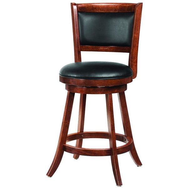 Reyner Solid Mahogany Classic Furniture Genuine Leather Swivel Bar Stool