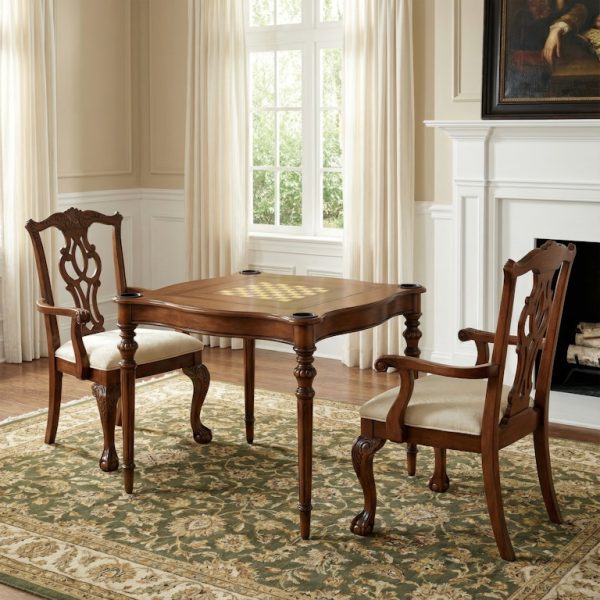 Mahogany Reversible Traditional Antique Cherry Wood Game Table in Brown Poker Game Table